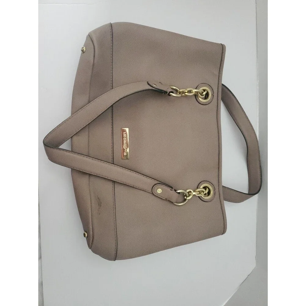 Liz Claiborne Black Leather Purse Gold Accents